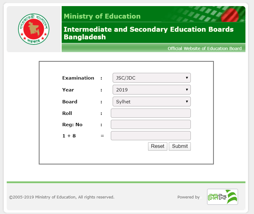 JSC Result 2019 Sylhet Board